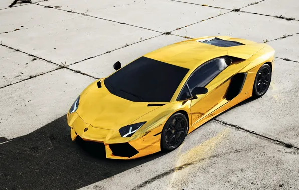 Auto, Lamborghini, Tuning, Machine, Gold, Aventador, Gold, Sports car