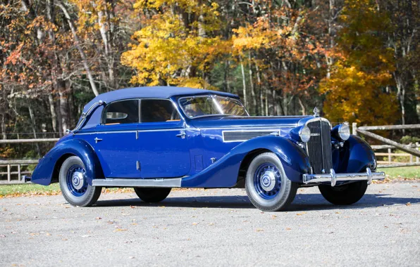 Autumn, blue, retro, Maybach, autumn, 1938, Cabriolet, SW38