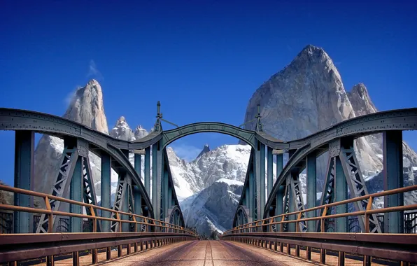 Picture road, mountains, bridge