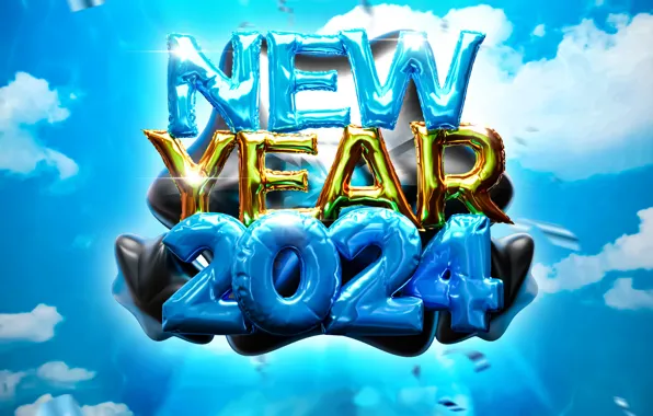 Figures, New year, date, composition, 2024, New Year 2024