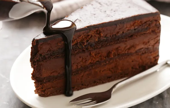 Picture cake, cream, chocolate glaze
