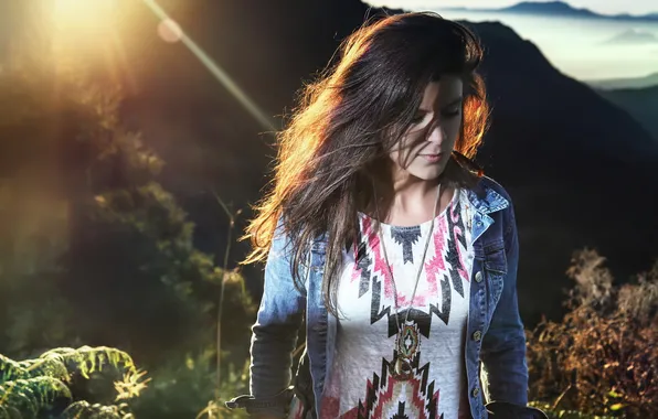 Girl, light, background