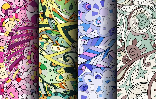 Abstraction, colorful, patterns, seamless, Paisley