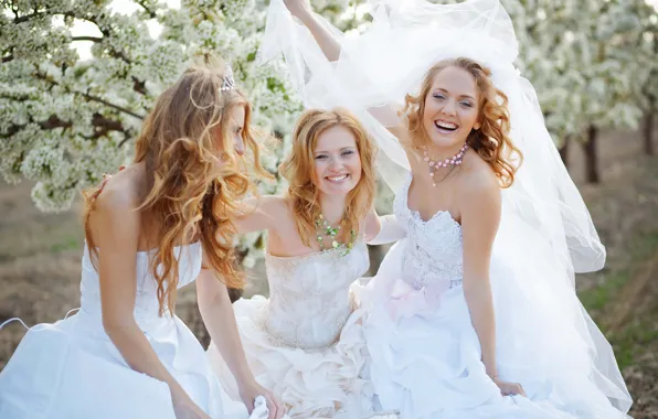 Decoration, happiness, smile, girls, dress, the bride
