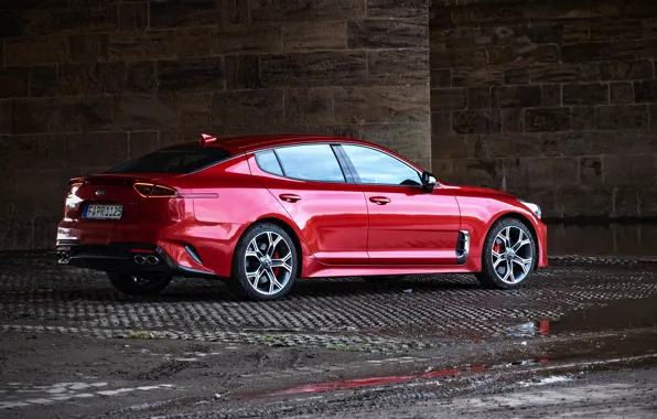 Picture red, side view, KIA, Kia, the five-door, Stinger, Stinger GT, fastback