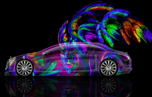 Mercedes-Benz, Girl, F700, Mercedes, Girl, Photoshop, Abstract, Side