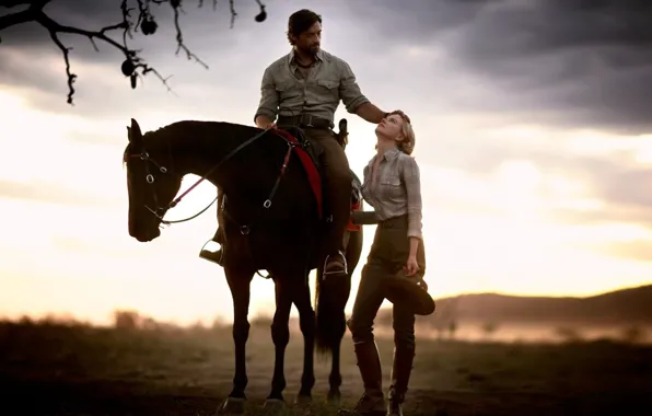 2008, cinema, Nicole Kidman, Hugh Jackman, woman, man, movie, horse