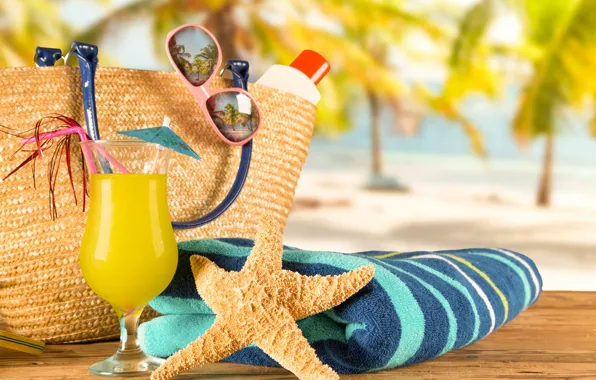 Sand, sea, beach, summer, glasses, cocktail, summer, beach