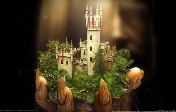 Light, castle, hand, the fantasy kingdom sim, majesty2