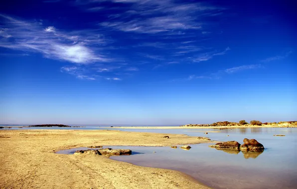Sea, beach, the sky, blue, Bay, shallow water