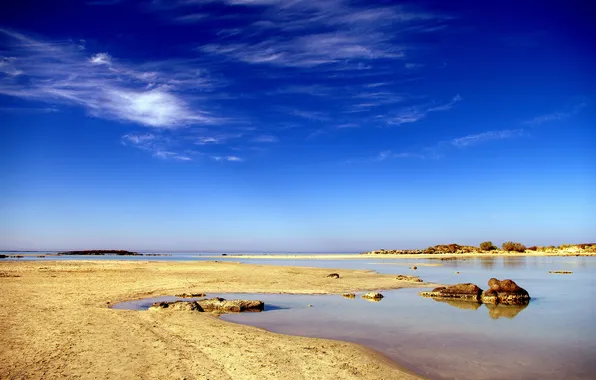 Picture sea, beach, the sky, blue, Bay, shallow water