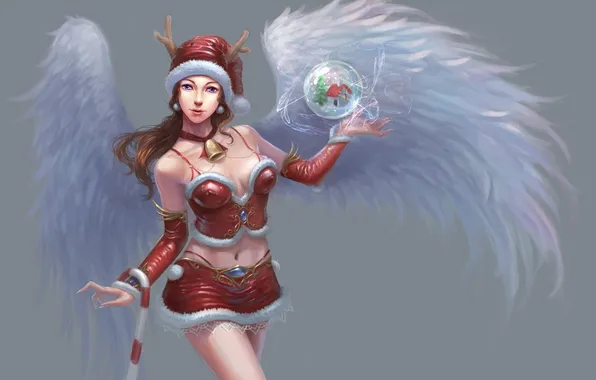 Picture girl, hat, ball, wings, costume, horns, redpeggy, ladies