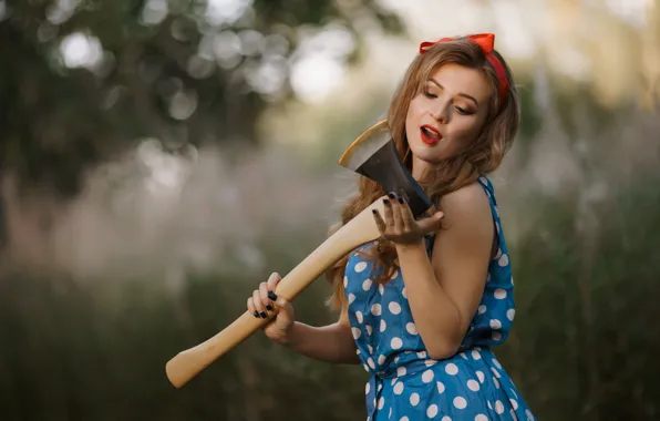 Picture summer, girl, face, dress, axe