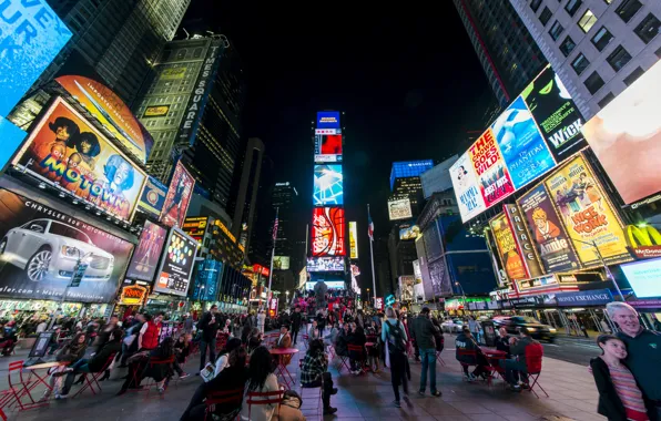 The city, people, skyscraper, New York, Manhattan, Times Square