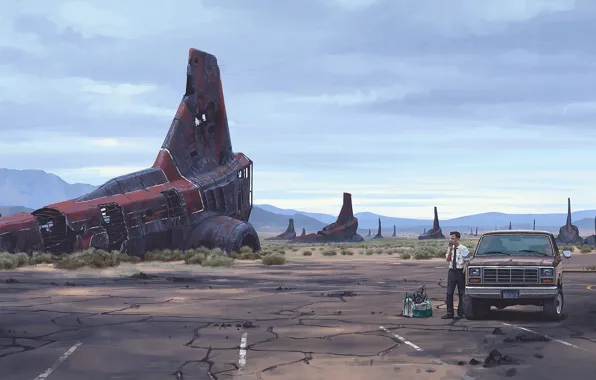 Figure, Art, Fiction, Simon Stalenhag