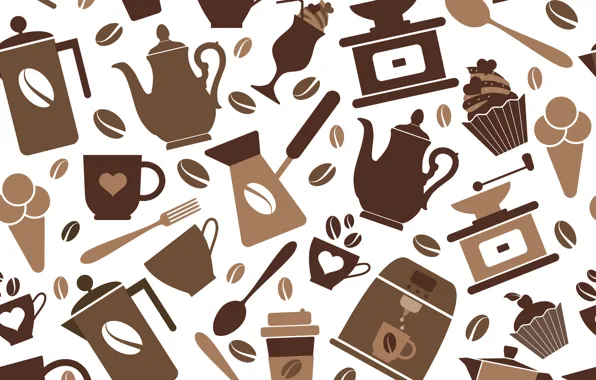 Picture background, vector, coffee, texture, background, coffee, seamless pattern