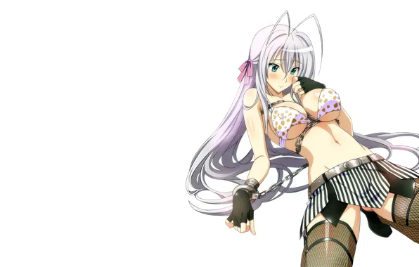 Girl, sexy, lingerie, bra, cleavage, thighhighs, long hair, boobs