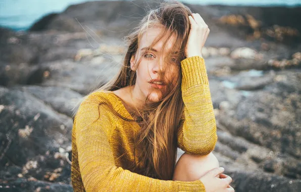 Picture girl, the wind, hair