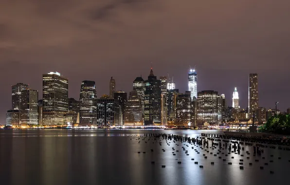 Night, the city, Downtown Manhattan