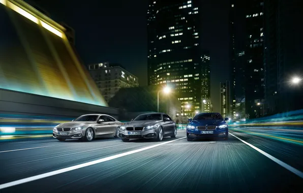 Picture road, the city, speed, skyscrapers, BMW, BMW M4, BMW 4-Series