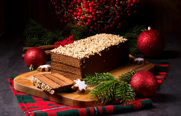 Picture cake, cakes, cakes, light, nuts, new year, Christmas, chocolate