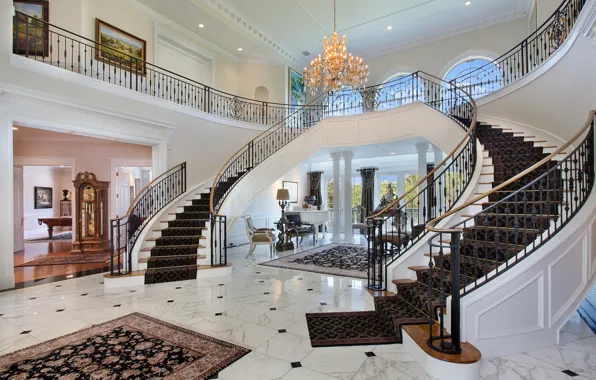 Picture Beautiful, White, Vintage, Hall, Marble, Stairs