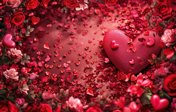 Love, flowers, gift, romance, roses, love, happy, Valentine's day