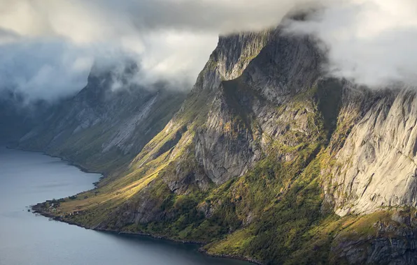 Clouds, mountain, norway, range, cliff
