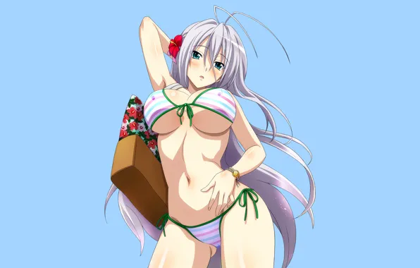 Girl, sexy, cleavage, flower, long hair, boobs, anime, beautiful