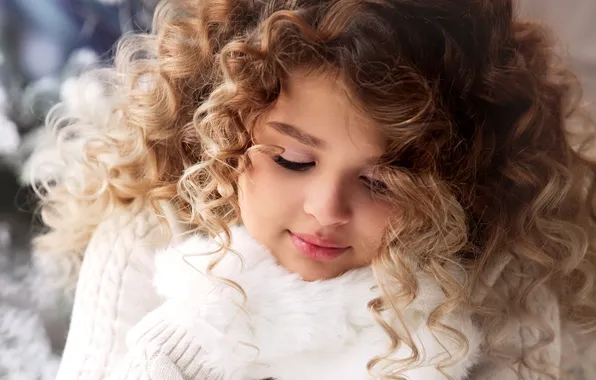 Holiday, portrait, girl, curls, in white, curls, Rus