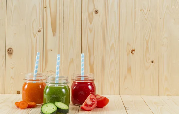 Cucumber, fresh, juices, tomato juice, carrot juice