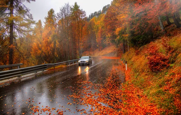 Auto, autumn, Italy, Alps