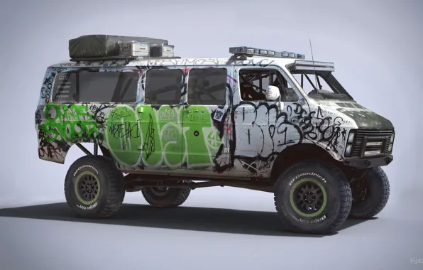 Car, Racing Rat Van, Dodge Ram 250