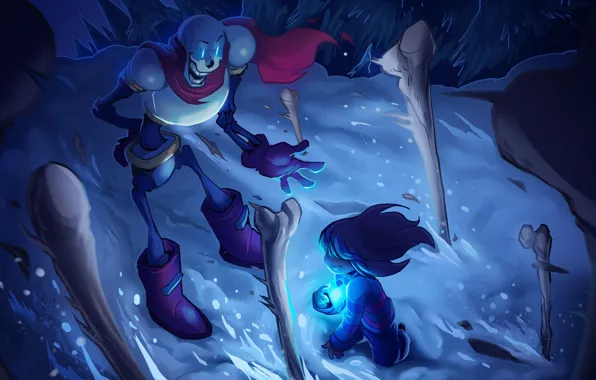 Snow, the wind, heart, child, bones, skeleton, heart, soul