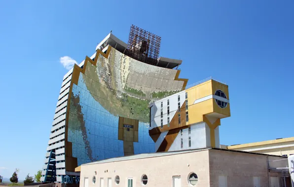 The sky, mirror, architecture, Uzbekistan, solar panels, sun institute, Institute, parkent