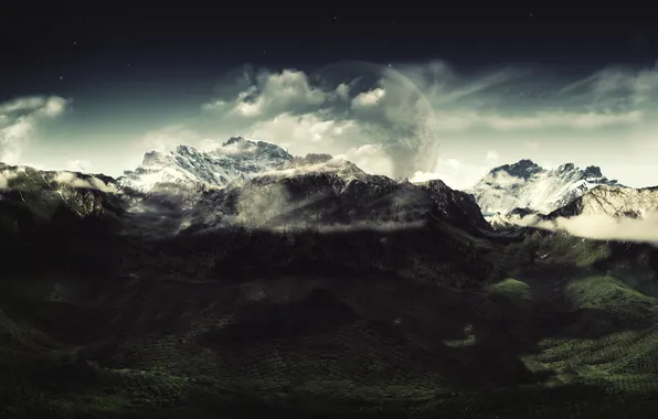 Mountains, left, Beautiful-View