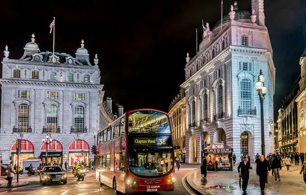 Night, city, the city, lights, street, London, night, street