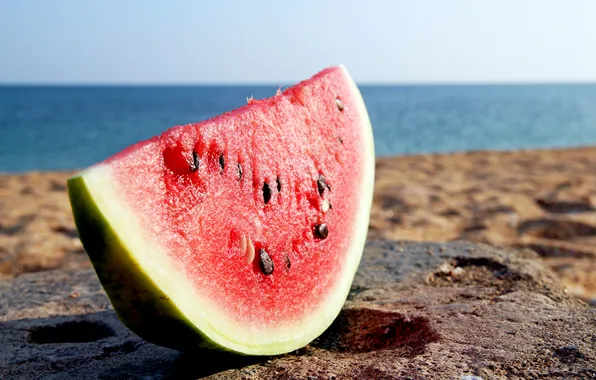 Beach, shore, watermelon, piece, slice, water melon
