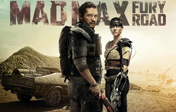 Fiction, Charlize Theron, desert, action, poster, Charlize Theron, Tom Hardy, Tom Hardy