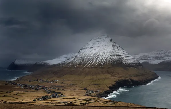Mountain, pyramid, Faroe islands
