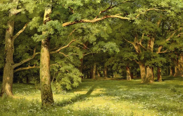 Landscape, nature, picture, Ivan Shishkin, Forest Glade