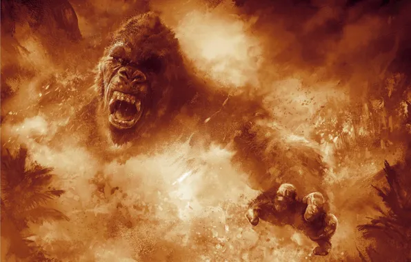 Picture cinema, fire, flame, movie, animal, gorilla, fang, film