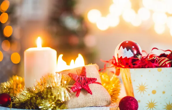 Balls, holiday, new year, candles, light, New Year, merry christmas, holiday