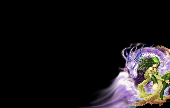 Picture fantasy, dragon, anime, art, girl