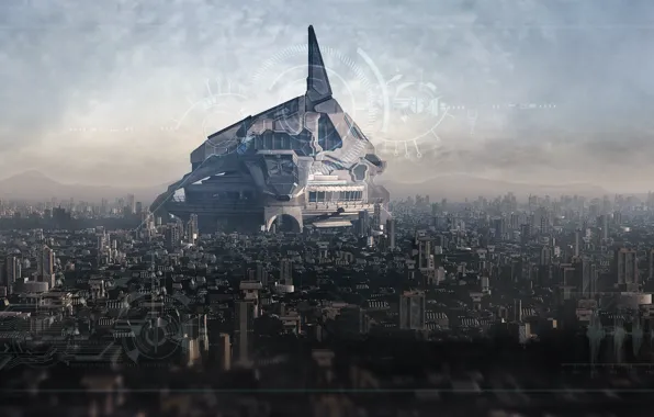 Picture the sky, the city, building, construction, megapolis