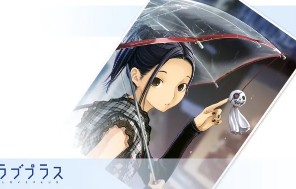Drops, umbrella, girl, red, keychain, thread, Kobayakawa Rinko, Loveplus
