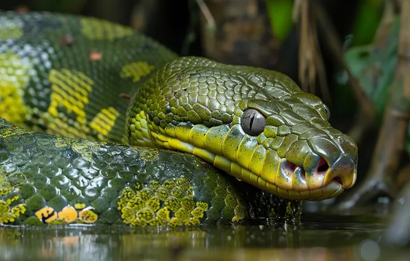 Look, water, nature, green, snake, snakes, Python, green
