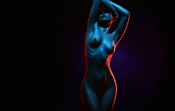 Girl, neon, Nude