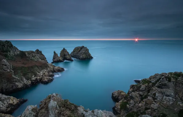 Picture landscape, sunset, nature, Strait, stones, rocks, The Channel