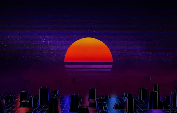 Picture The sun, Music, Star, Background, 80s, Neon, 80's, Synth